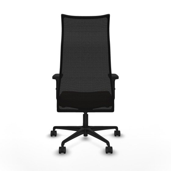 Albacete malla sincro malla negra similpiel marrón oscuro brazos 2D base nailon ruedas 65 mm nailon