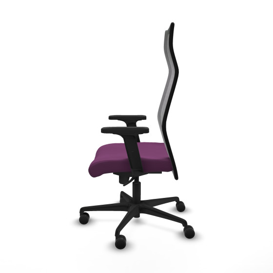 Albacete malla sincro malla negra similpiel morado brazos 2D base nailon ruedas 65 mm nailon