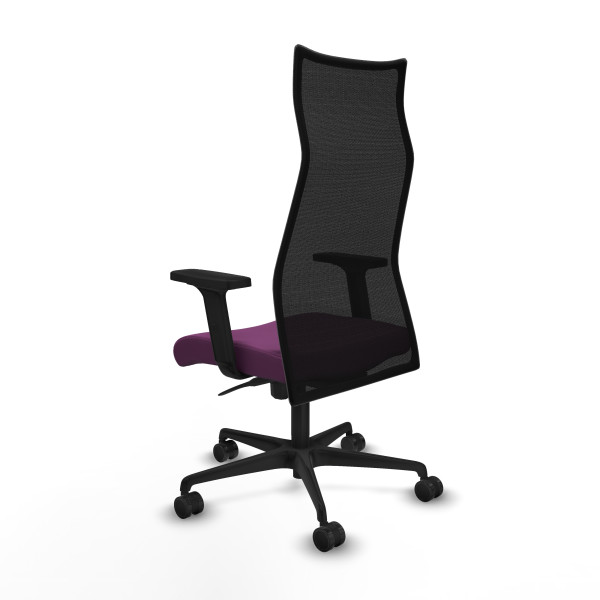 Albacete malla sincro malla negra similpiel morado brazos 2D base nailon ruedas 65 mm nailon