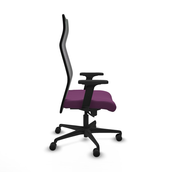 Albacete malla sincro malla negra similpiel morado brazos 2D base nailon ruedas 65 mm nailon