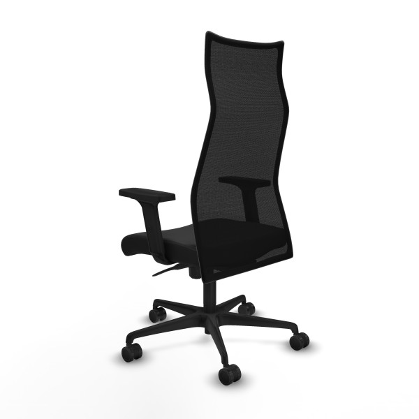 Albacete malla sincro malla negra similpiel negro brazos 2D base nailon ruedas 65 mm nailon