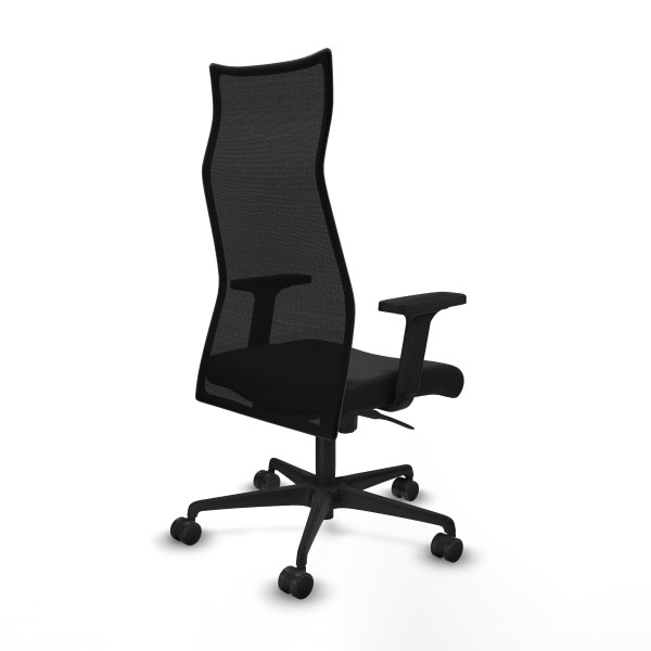 Albacete malla sincro malla negra similpiel negro brazos 2D base nailon ruedas 65 mm nailon