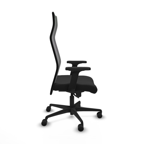 Albacete malla sincro malla negra similpiel negro brazos 2D base nailon ruedas 65 mm nailon