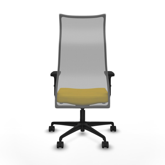 Albacete malla sincro malla gris bali amarillo brazos 2D base nailon ruedas 65 mm nailon
