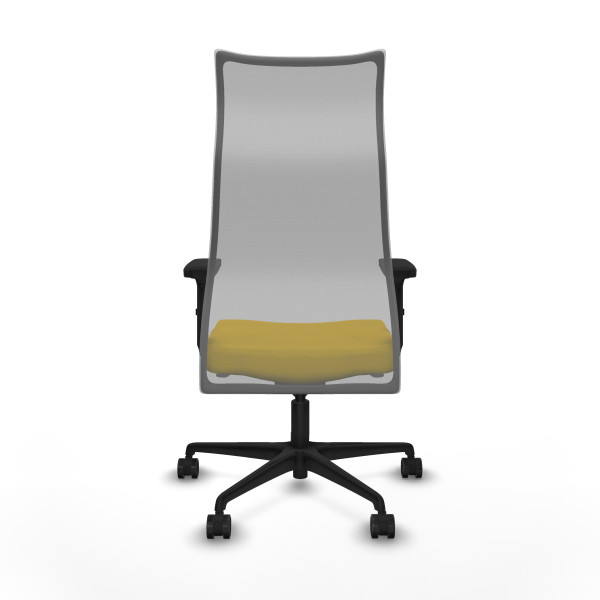 Albacete malla sincro malla gris bali amarillo brazos 2D base nailon ruedas 65 mm nailon
