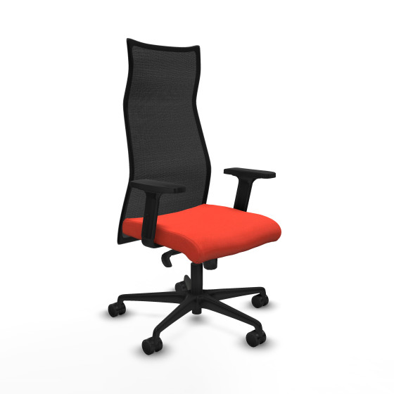 Albacete malla sincro malla negra bali naranja oscuro brazos 2D base nailon ruedas 65 mm nailon