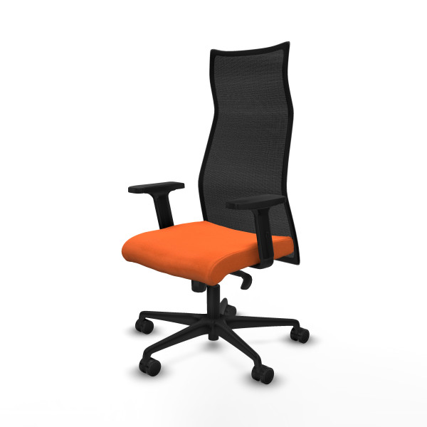 Albacete malla sincro malla negra bali naranja brazos 2D base nailon ruedas 65 mm nailon