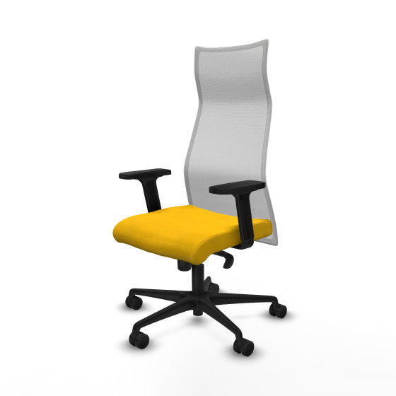 Albacete malla sincro malla blanca bali amarillo brazos 2D base nailon ruedas 65 mm nailon