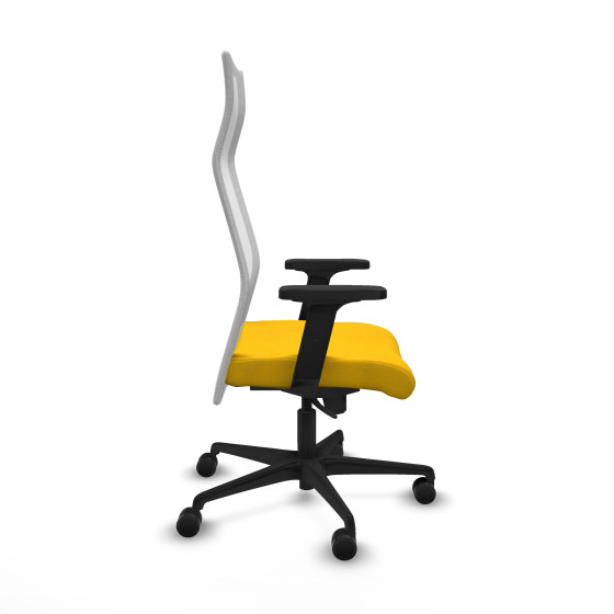 Albacete malla sincro malla blanca bali amarillo brazos 2D base nailon ruedas 65 mm nailon