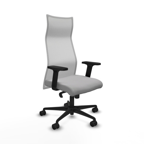 Albacete malla sincro malla blanca bali gris claro brazos 2D base nailon ruedas 65 mm nailon