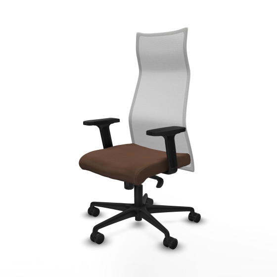 Albacete malla sincro malla blanca bali marrón oscuro brazos 2D base nailon ruedas 65 mm nailon