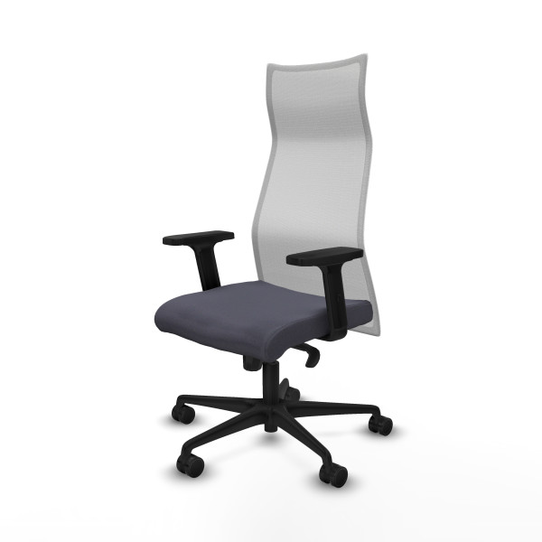 Albacete malla sincro malla blanca bali gris oscuro brazos 2D base nailon ruedas 65 mm nailon