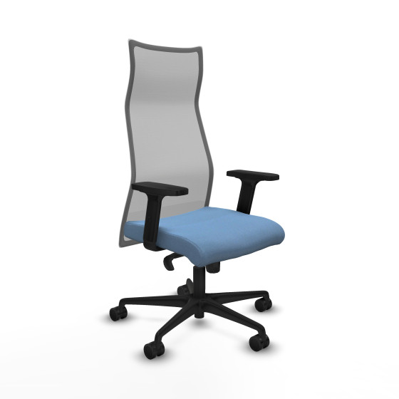 Albacete malla sincro malla gris bali azul cielo brazos 2D base nailon ruedas 65 mm nailon