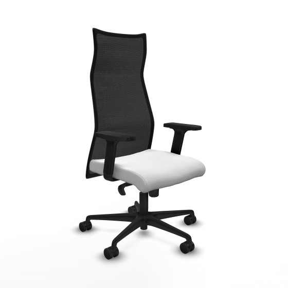 Albacete malla sincro malla negra bali blanco brazos 2D base nailon ruedas 65 mm nailon