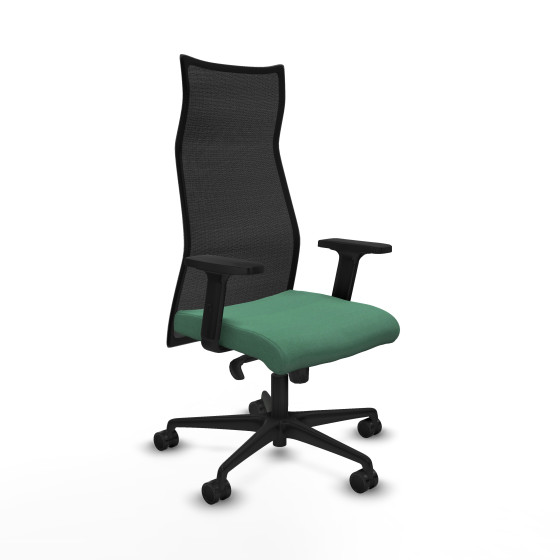 Albacete malla sincro malla negra bali verde esmeralda brazos 2D base nailon ruedas 65 mm nailon