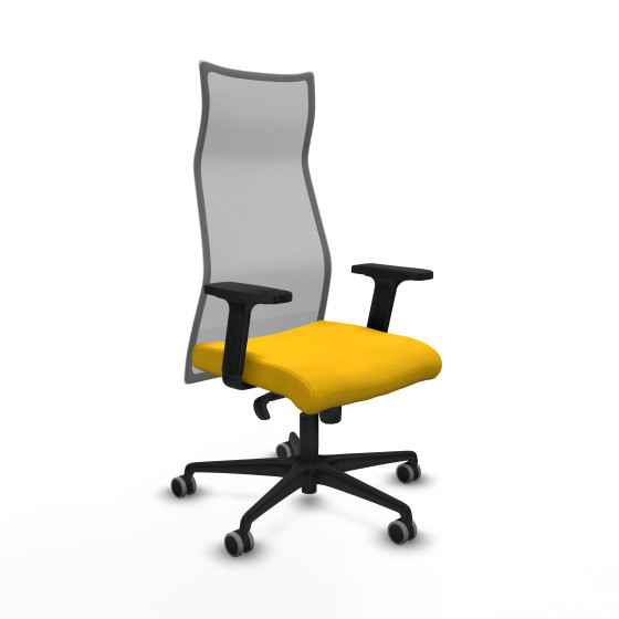 Albacete malla sincro malla gris bali amarillo brazos 2D base nailon ruedas 65mm engomadas