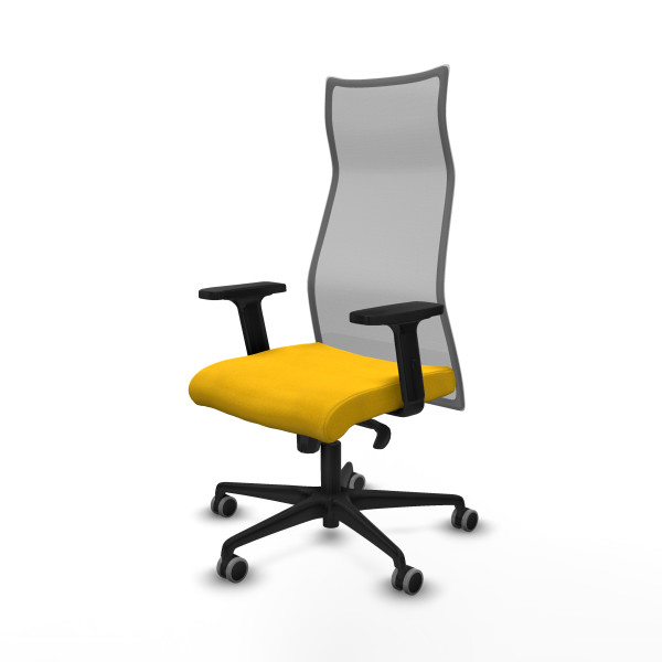 Albacete malla sincro malla gris bali amarillo brazos 2D base nailon ruedas 65mm engomadas
