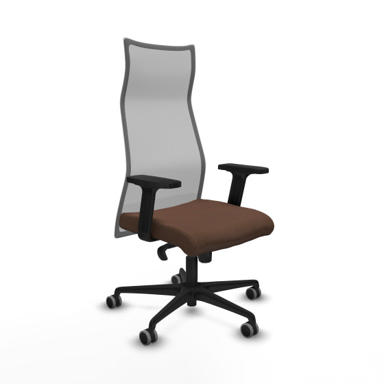 Albacete malla sincro malla gris bali marrón oscuro brazos 2D base nailon ruedas 65mm engomadas