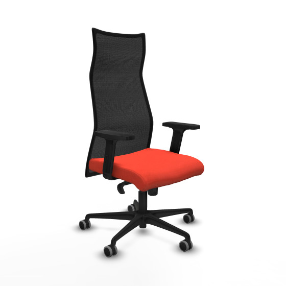 Albacete malla sincro malla negra bali naranja oscuro brazos 2D base nailon ruedas 65mm engomadas