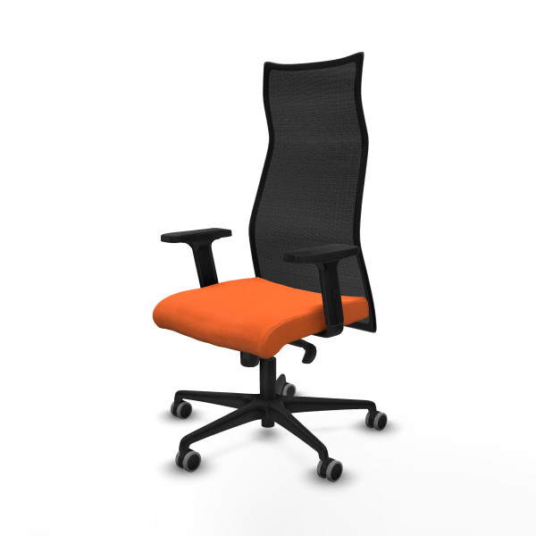 Albacete malla sincro malla negra bali naranja brazos 2D base nailon ruedas 65mm engomadas