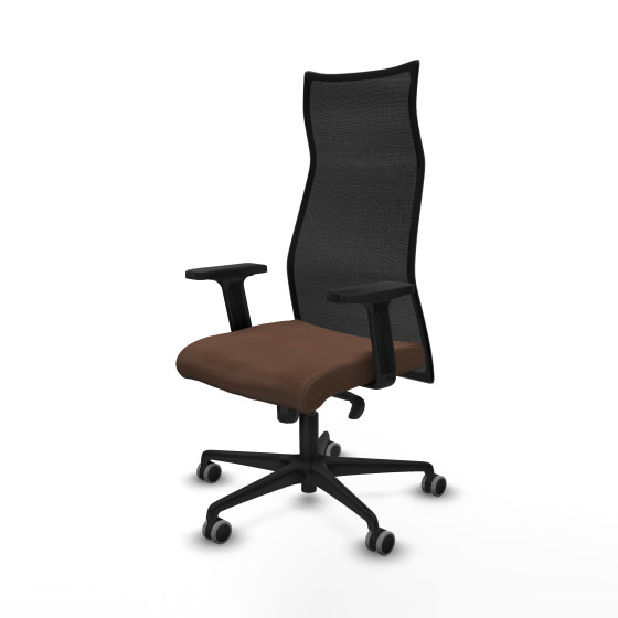 Albacete malla sincro malla negra bali marrón oscuro brazos 2D base nailon ruedas 65mm engomadas