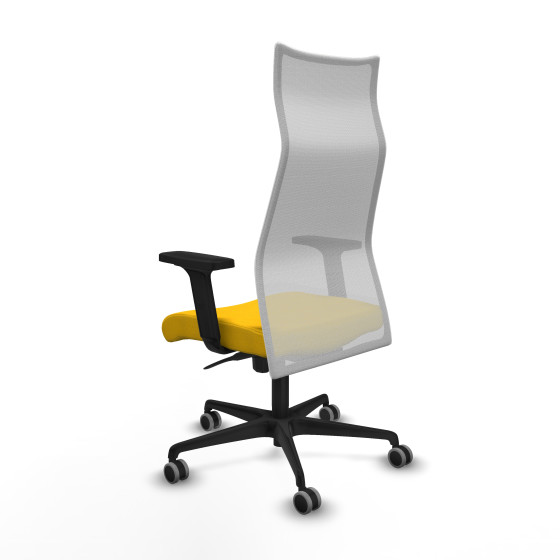 Albacete malla sincro malla blanca bali amarillo brazos 2D base nailon ruedas 65mm engomadas
