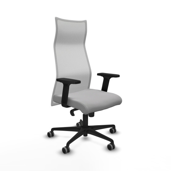 Albacete malla sincro malla blanca bali gris claro brazos 2D base nailon ruedas 65mm engomadas