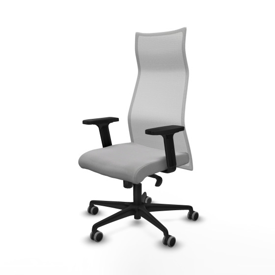 Albacete malla sincro malla blanca bali gris claro brazos 2D base nailon ruedas 65mm engomadas