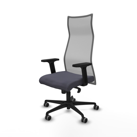 Albacete malla sincro malla gris bali gris oscuro brazos 2D base nailon ruedas 65mm engomadas
