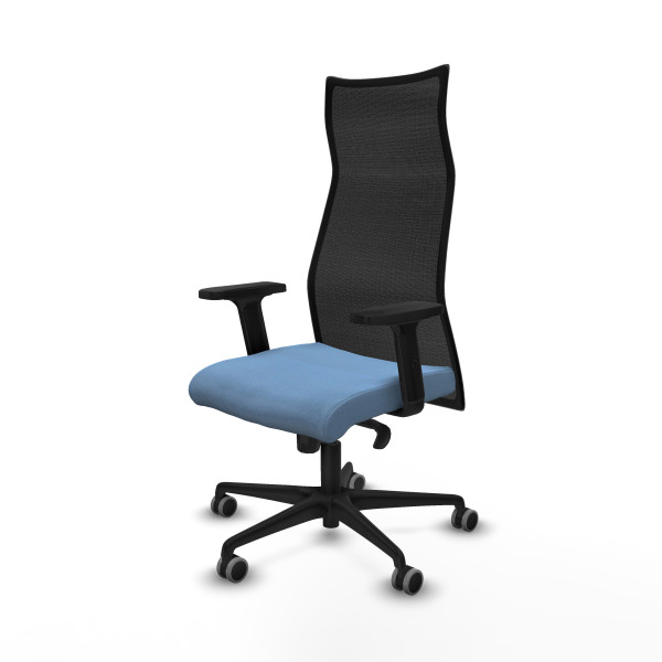 Albacete malla sincro malla negra bali azul cielo brazos 2D base nailon ruedas 65mm engomadas