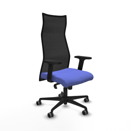 Albacete malla sincro malla negra bali azul claro brazos 2D base nailon ruedas 65mm engomadas