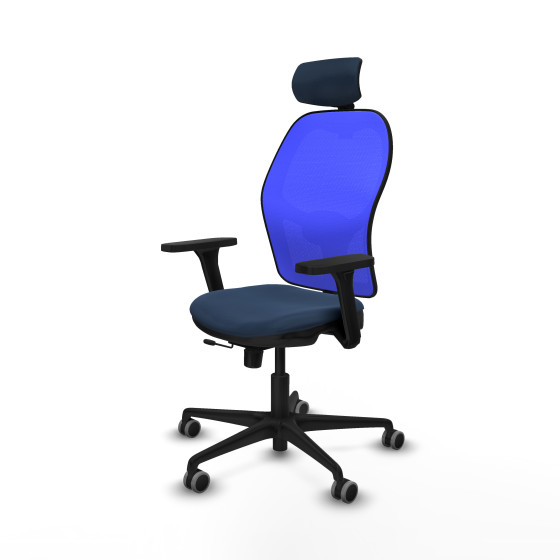 Jorquera traslack malla azul similpiel azul marino brazos 3D base nailon cabecero 2D ruedas 65mm engomada