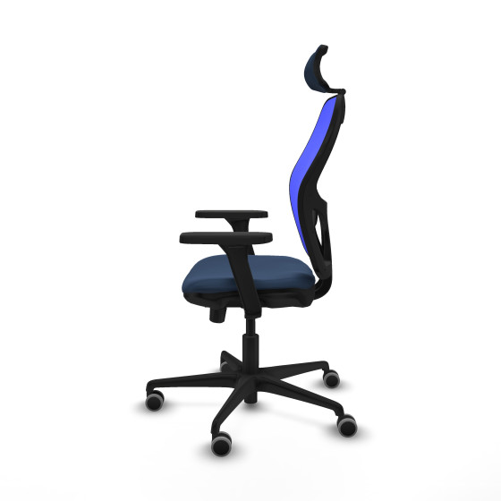 Jorquera traslack malla azul similpiel azul marino brazos 3D base nailon cabecero 2D ruedas 65mm engomada