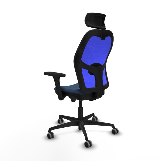 Jorquera traslack malla azul similpiel azul marino brazos 3D base nailon cabecero 2D ruedas 65mm engomada