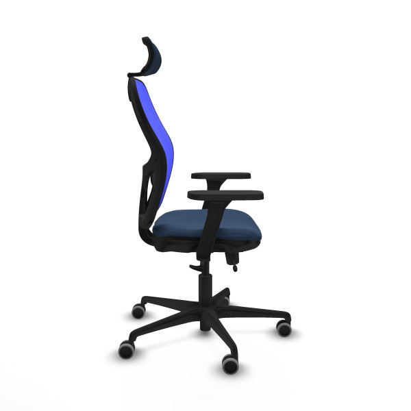 Jorquera traslack malla azul similpiel azul marino brazos 3D base nailon cabecero 2D ruedas 65mm engomada