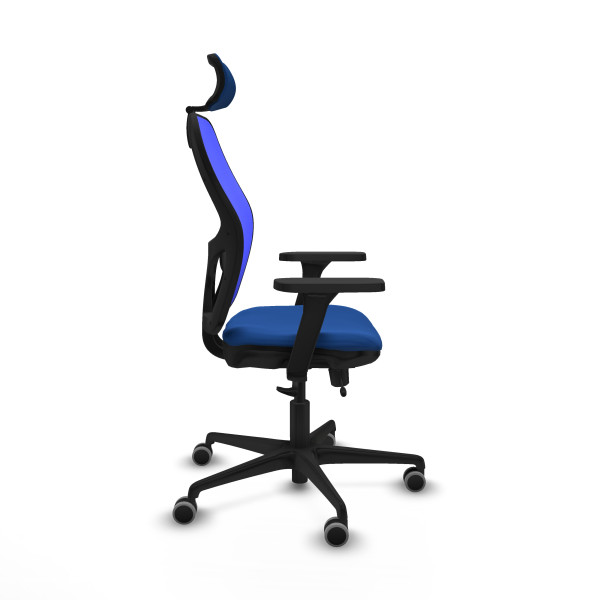 Jorquera traslack malla azul similpiel azul brazos 3D base nailon cabecero 2D ruedas 65mm engomada
