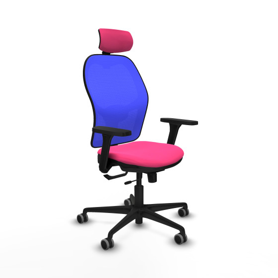 Jorquera traslack malla azul similpiel rosa brazos 3D base nailon cabecero 2D ruedas 65mm engomada