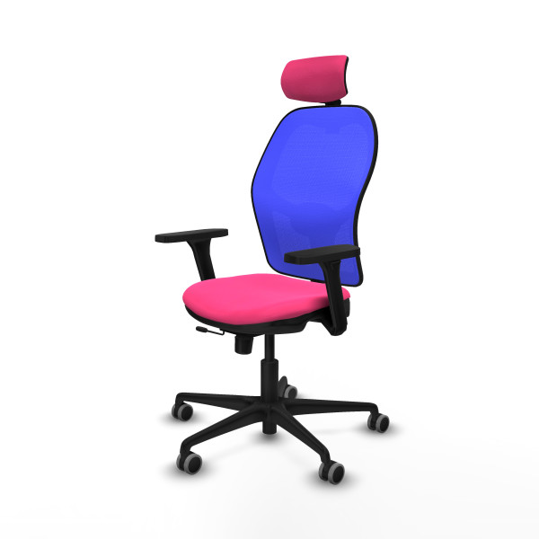 Jorquera traslack malla azul similpiel rosa brazos 3D base nailon cabecero 2D ruedas 65mm engomada