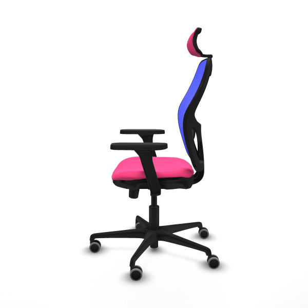 Jorquera traslack malla azul similpiel rosa brazos 3D base nailon cabecero 2D ruedas 65mm engomada
