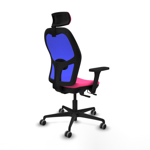 Jorquera traslack malla azul similpiel rosa brazos 3D base nailon cabecero 2D ruedas 65mm engomada