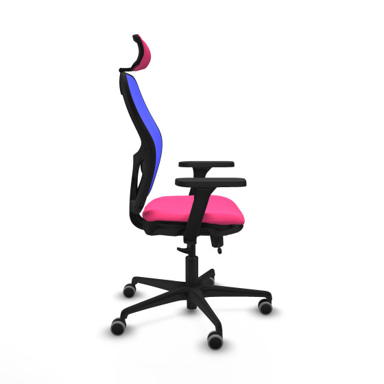 Jorquera traslack malla azul similpiel rosa brazos 3D base nailon cabecero 2D ruedas 65mm engomada