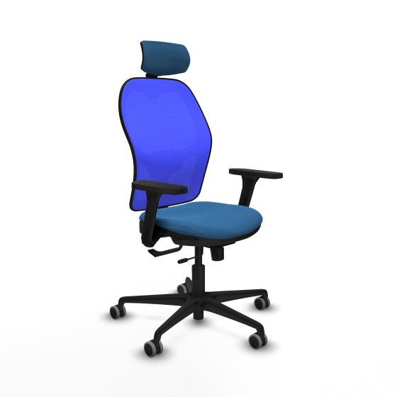 Jorquera traslack malla azul similpiel azul claro brazos 3D base nailon cabecero 2D ruedas 65mm engomada