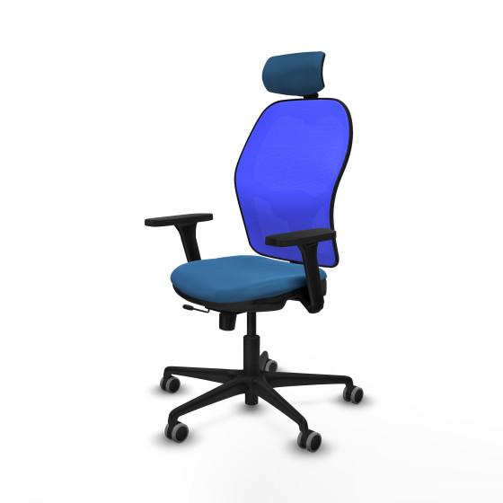 Jorquera traslack malla azul similpiel azul claro brazos 3D base nailon cabecero 2D ruedas 65mm engomada
