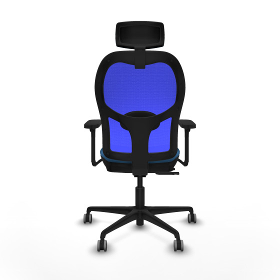 Jorquera traslack malla azul similpiel azul claro brazos 3D base nailon cabecero 2D ruedas 65mm engomada
