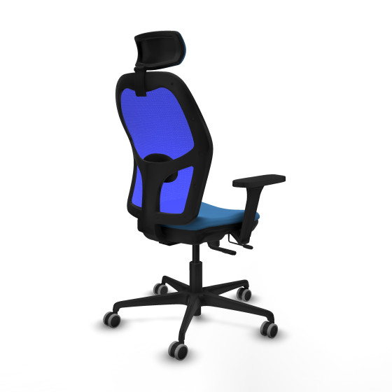 Jorquera traslack malla azul similpiel azul claro brazos 3D base nailon cabecero 2D ruedas 65mm engomada
