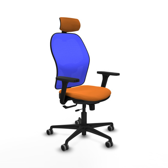 Jorquera traslack malla azul similpiel naranja brazos 3D base nailon cabecero 2D ruedas 65mm engomada