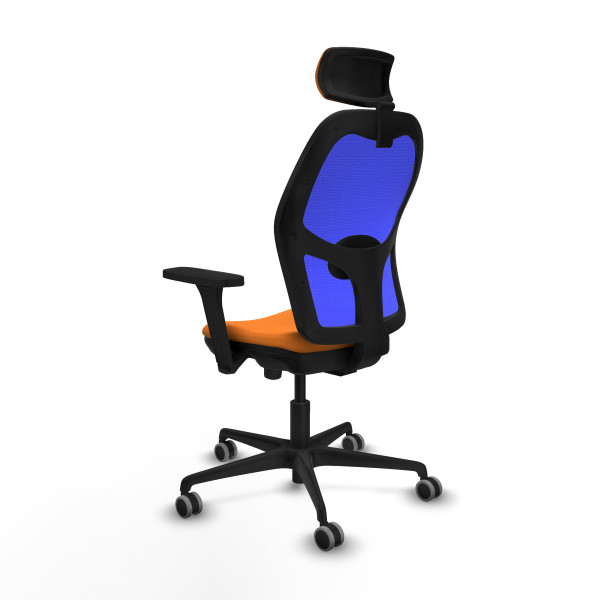 Jorquera traslack malla azul similpiel naranja brazos 3D base nailon cabecero 2D ruedas 65mm engomada