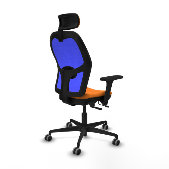 Jorquera traslack malla azul similpiel naranja brazos 3D base nailon cabecero 2D ruedas 65mm engomada