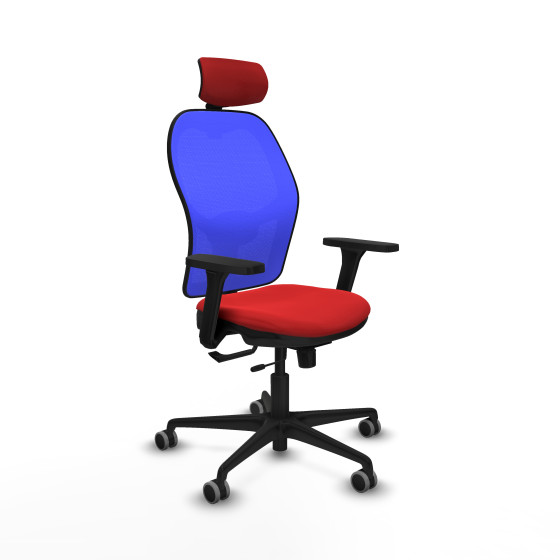 Jorquera traslack malla azul similpiel rojo brazos 3D base nailon cabecero 2D ruedas 65mm engomada