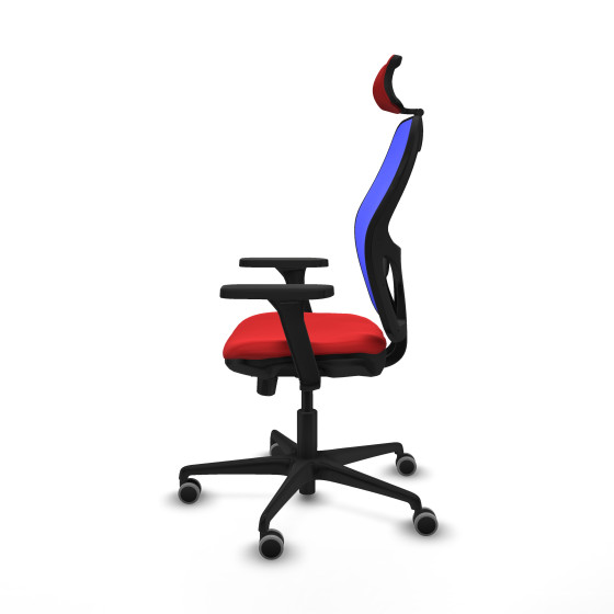 Jorquera traslack malla azul similpiel rojo brazos 3D base nailon cabecero 2D ruedas 65mm engomada